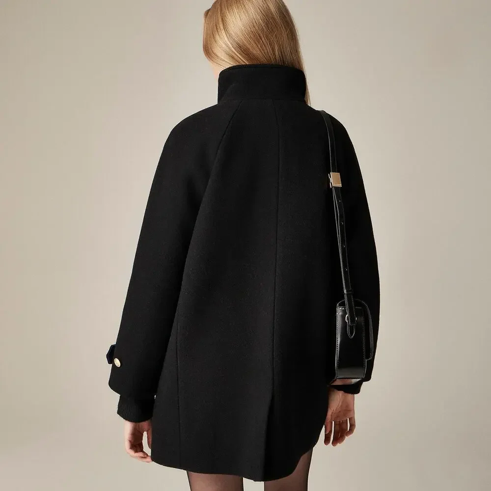 J. Crew Toscana Coat in Italian Stadium-Cloth Wool Blend Black Size 10 NWT - Picture 3 of 12